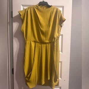 Express, draped cowl neck pleated mini sheath dress